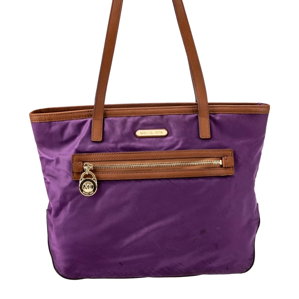 Michael Kors Purple and Brown Structured Tote